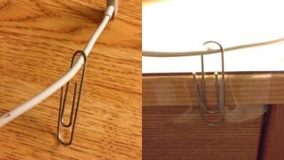 Keep Disconnected Cables On Your Desk With A Paperclip