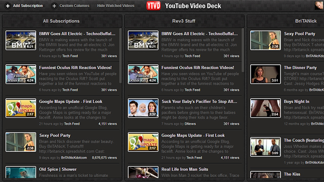 YouTube Video Deck Manages Your Video Subscriptions