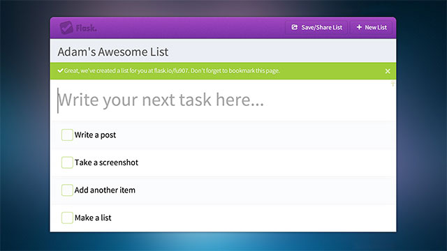 Flask Creates Shareable To-Do Lists On The Fly, No Account Required