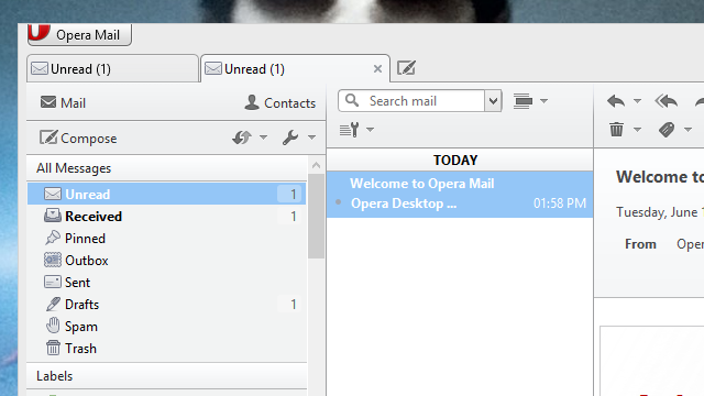 Opera Mail Enables Labels, Filters