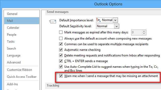 Get Reminders For Missing Attachments In Outlook 2013
