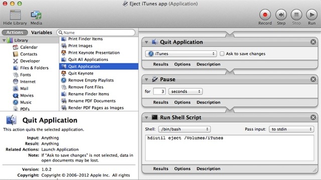 Use Automator To Eject An External Hard Drive And iTunes At Once