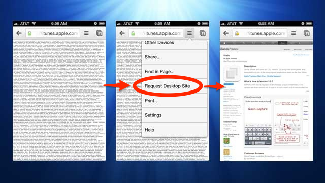 Open iTunes Links In Chrome For iPhone By Using The Desktop View