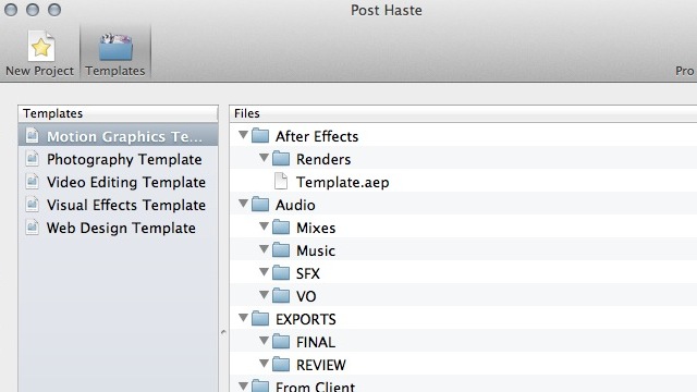 Post Haste Instantly Creates Project-Based Template Folders