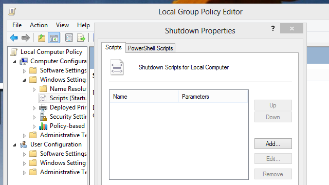 Use Group Policy Editor To Run Scripts When Shutting Down Your PC