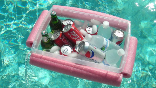 Keep Your Drinks Afloat With A Pool Noodle Barge
