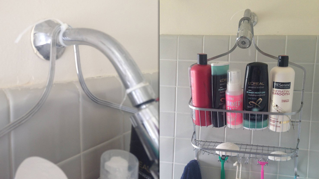 Use A Cable Tie To Hold A Shower Caddy In Place