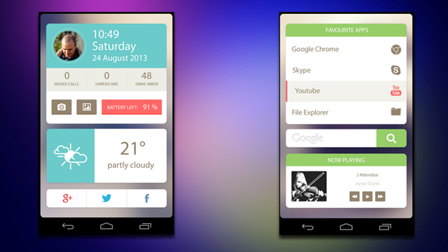 The Flat Cards Android Home Screen
