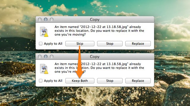 Enable The Hidden ‘Keep Both’ Button When Copying Files In OS X