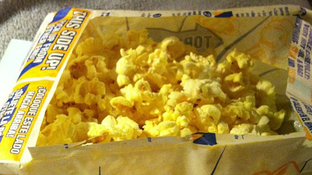 Turn A Popcorn Bag Into A Bowl For Mess-Free Munching