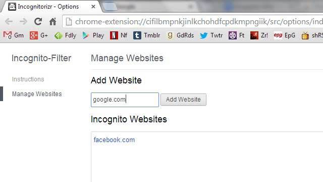 Incognito Filter Automatically Opens Specific Sites In Incognito Mode