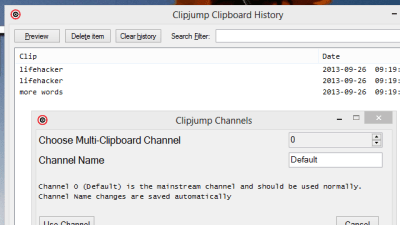 Clipjump Manages Multiple Channels Of Clipboard History