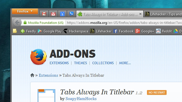 Tabs Always In Titlebar Saves Some Vertical Space In Firefox