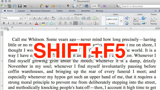 Jump Between Edits In Word With Shift+F5