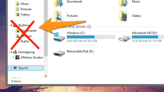 How To Get Rid Of SkyDrive In Windows 8.1 Explorer