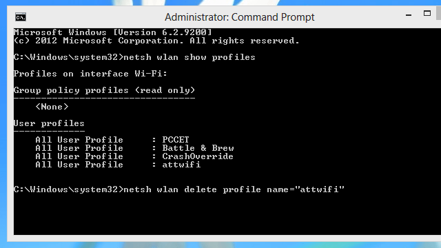 Remove Wi-Fi Profiles From Windows 8.1 With The Command Prompt