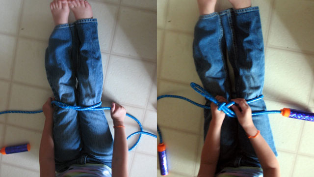 Use A Skipping Rope To Teach Your Kid How To Tie Shoelaces