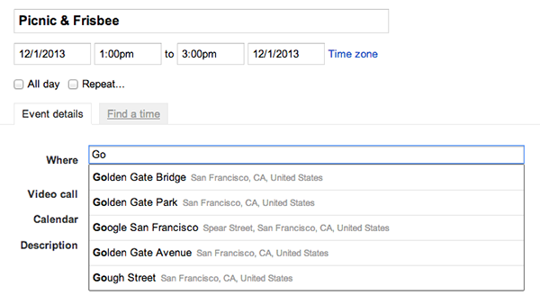 Google Calendar Now Autocomplete Addresses When Creating Events