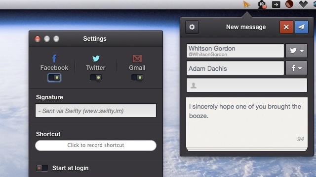 Swifty Sends Email, Twitter DMs And Facebook Messages In A Flash