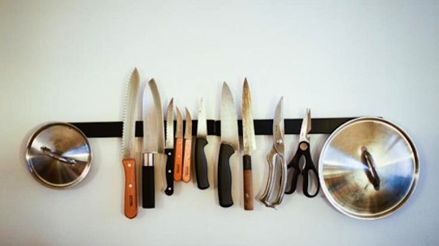 Organise Metal Saucepan Lids With A Magnetic Knife Rack