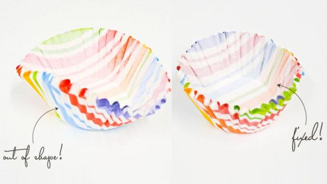 Reshape Bent Cupcake Liners With Round Cutters