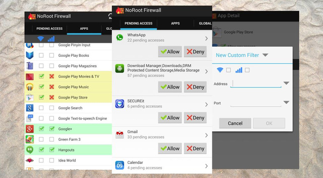 NoRoot Firewall Controls Internet Access For Android Apps