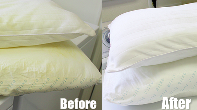 Make Yellow Pillows Look Like New Again With A DIY Whitening Solution