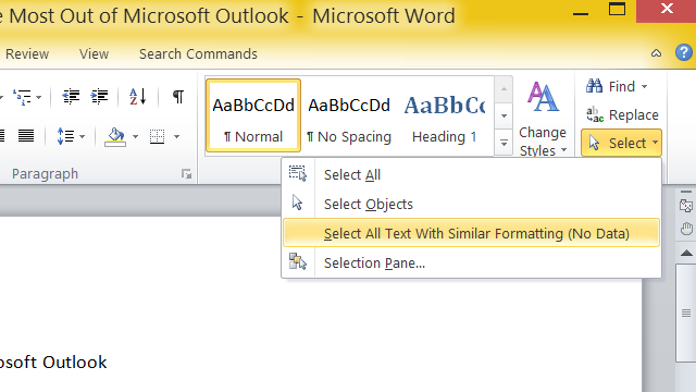 Select All Text With The Same Formatting In Word