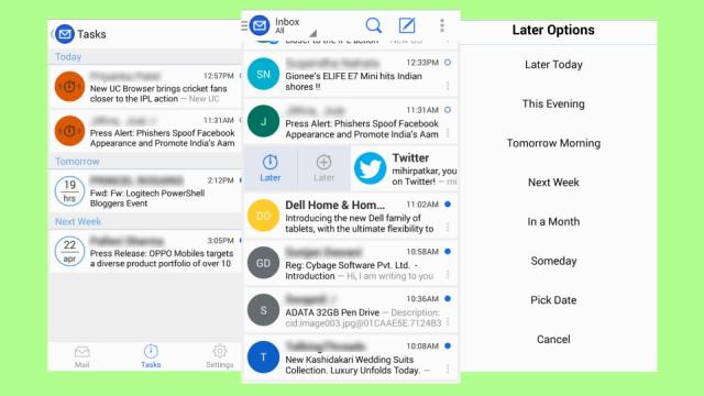 Blue Mail Snoozes Emails For Later, Turns Them Into A Task List