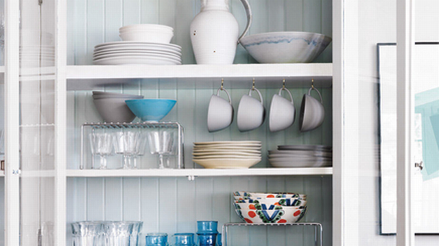 Hang Cups And Use Wire Racks To Maximise Kitchen Cupboard Space