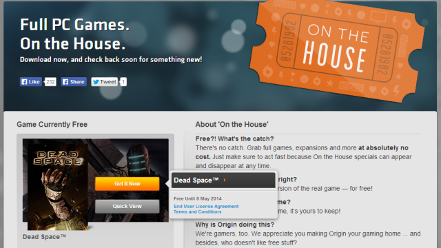 Download Free AAA Computer Games From EA Origin’s ‘On The House’