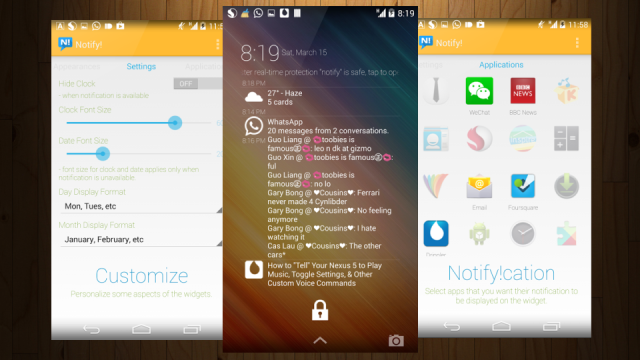 Notify! Shows Notifications From Select Apps On Home And Lock Screen