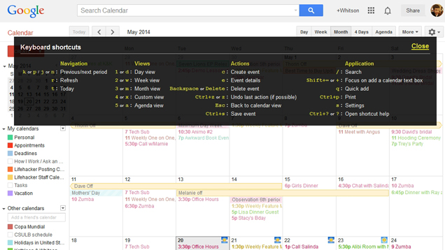 Reminder: Google Calendar Has Keyboard Shortcuts Too