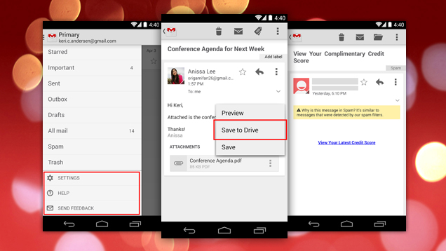Gmail For Android Gets Drive Integration, A Better Sidebar And More