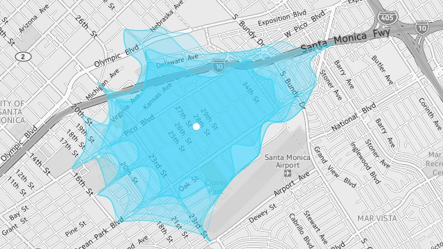 Isoscope Shows How Far You Can Drive In 10 Minutes From Where You Are