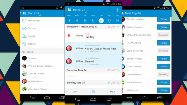 UpTo Combines Your Google Calendar With Secondary Events To Follow