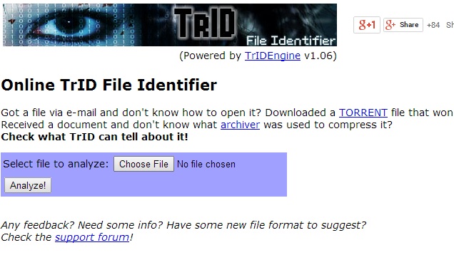 Online TrID Identifies Unknown File Types, No Download Required