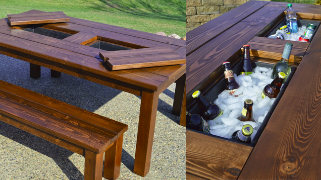 This DIY Patio Table Sports A Built-In Drink Cooler