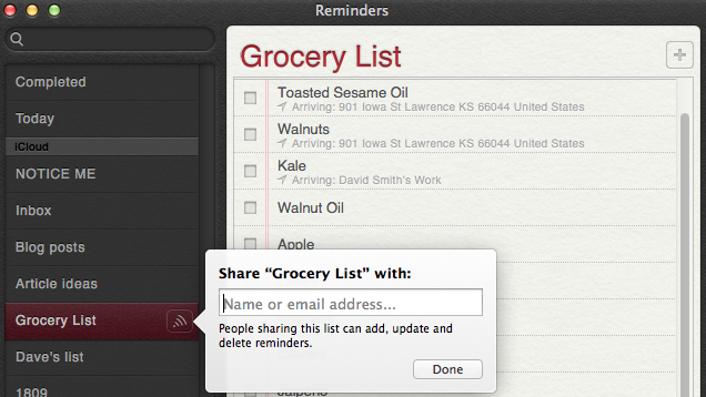 Share Reminders Lists With Other Users Over iCloud