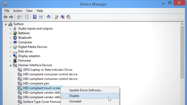 Disable Your Laptop’s Touch Screen In Windows 8.1