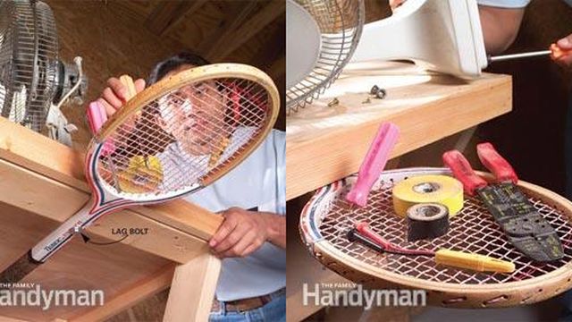 Reuse A Tennis Racquet As A Swing-Out Workbench Caddy
