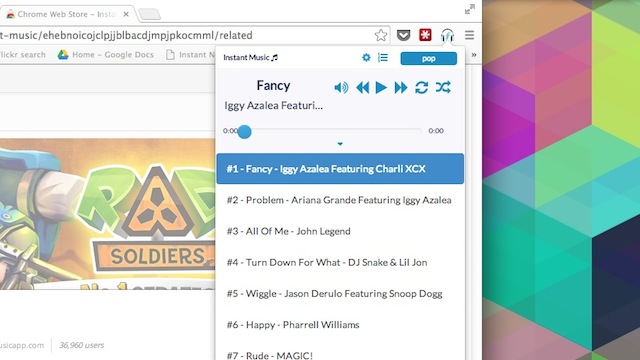 Instant Music Plays Popular Songs From Chrome’s Toolbar