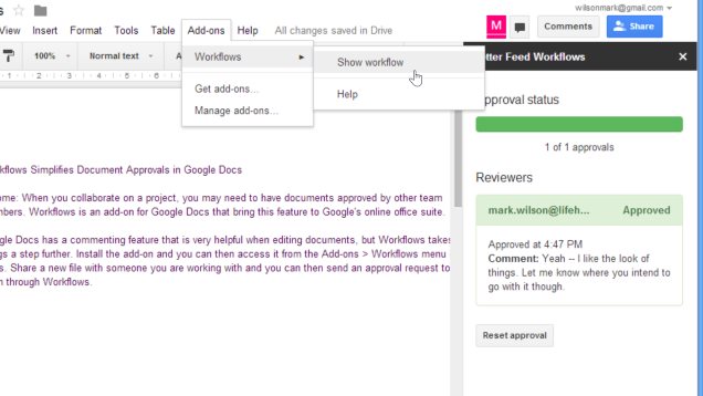 Workflows Makes Collaborating On Documents In Google Docs Easier