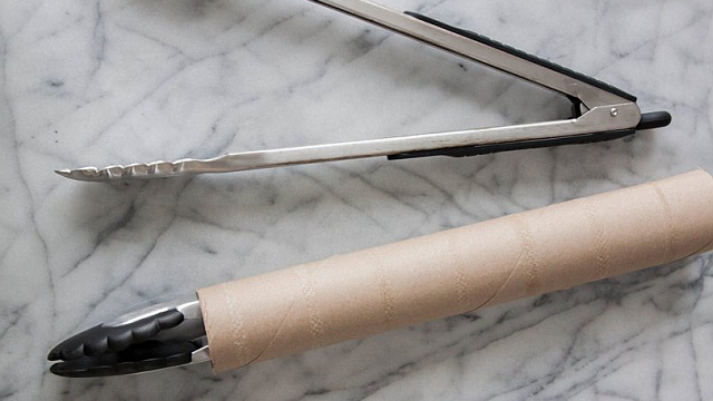 Wrap Kitchen Tongs In Cardboard Tubes For Clutter-Free Storage