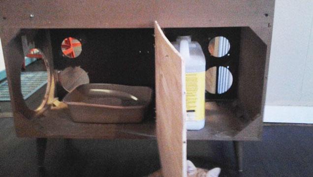 Build Secret Litter Box Storage In A Stereo Cabinet