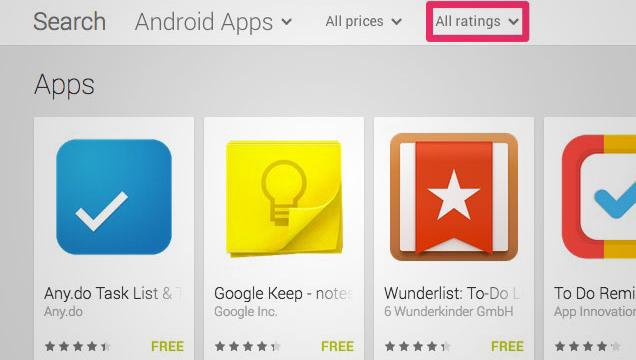 Google Play Now Lets You Filter Search Results By Rating