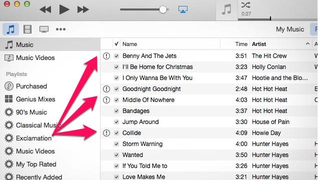 Find And Sort The Missing ‘Exclamation Point’ Tracks In iTunes