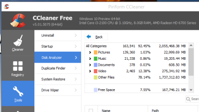 CCleaner Updates With A New Disk Analyser To Free Up Hard Drive Space