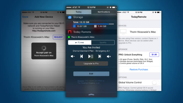 TodayRemote Controls Your Mac’s Music From The IOS Notification Center