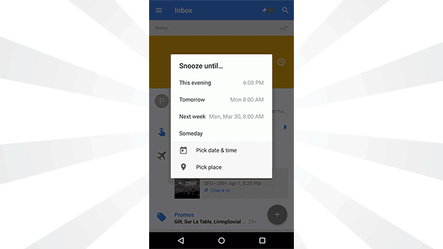Inbox By Gmail Adds Custom Snooze Options